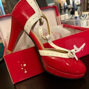 Stylish Red and White Women's Heels